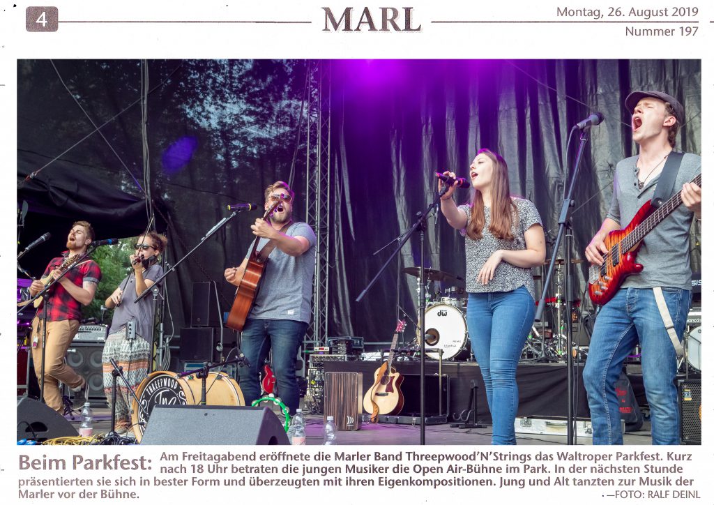 Threepwood N Strings beim Waltroper Parkfest - Marler Zeitung (26.08.2019)